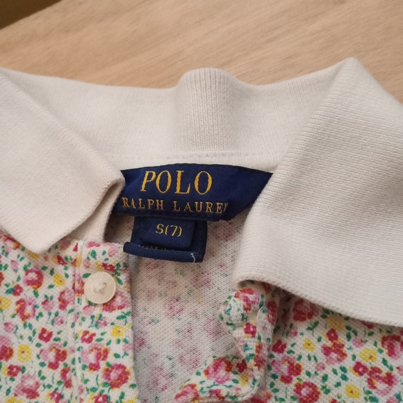 Sz.7 Girls Polo by Ralph Lauren Floral Collared Tee - Picture 3 of 4